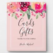 Aquarell Blumenrosa Karten und Geschenke Plaque Fotoplatte (Vorderseite)