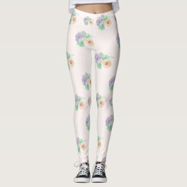 Aquarell Blumenrosa Lila Leggings