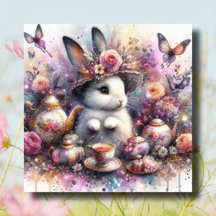 Aquarell Blumenrosa Lila Osterhase Tee Feiertagskarte