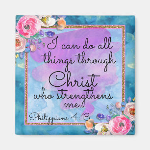 Aquarell-BlumenSchrift alle Sachen durch Christus Magnet