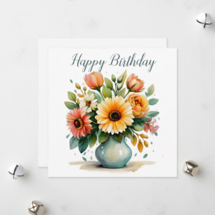 Aquarell-Blumenstrauß Geburtstag Feiertagskarte
