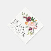 Aquarell-Blumenstrauß-Herbst-Brautparty Serviette (Ecke)