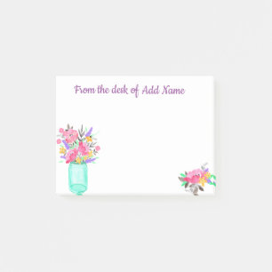 Aquarell-Blumenstrauß in einem Glas. (Addieren Sie Post-it Klebezettel