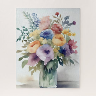 Aquarell-Blumenstrauß-Malerei Puzzle