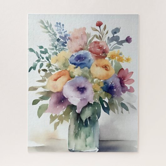 Aquarell-Blumenstrauß-Malerei Puzzle (Vertikal)