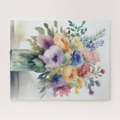 Aquarell-Blumenstrauß-Malerei Puzzle (Horizontal)