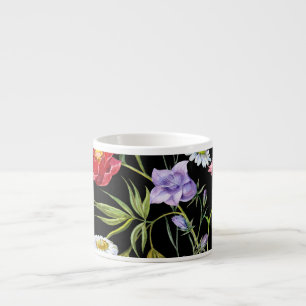Aquarell-Blumenstrauß: Nahtloses Muster Espressotasse