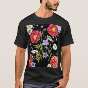 Aquarell-Blumenstrauß: Nahtloses Muster T-Shirt
