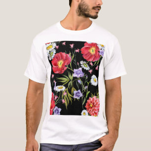 Aquarell-Blumenstrauß: Nahtloses Muster T-Shirt