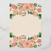 Aquarell Blumenstrauß Pink Peach Brautparty Folieneinladung (Rückseite)