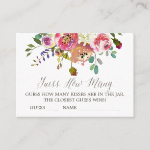Aquarell-Blumenstrauß-Rate-wie-viele-Küsse-Karten Begleitkarte