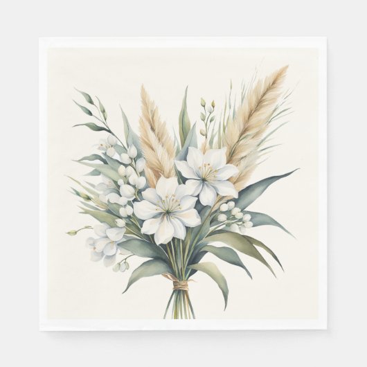 Aquarell-Blumenstrauß Serviette (Vorderseite)