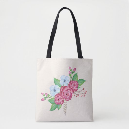 Aquarell-Blumenstrauß Tasche (Vorderseite)