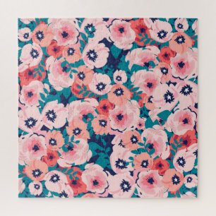 Aquarell-Blumenstrauß: Vintage-Pfingstrosen. Puzzle
