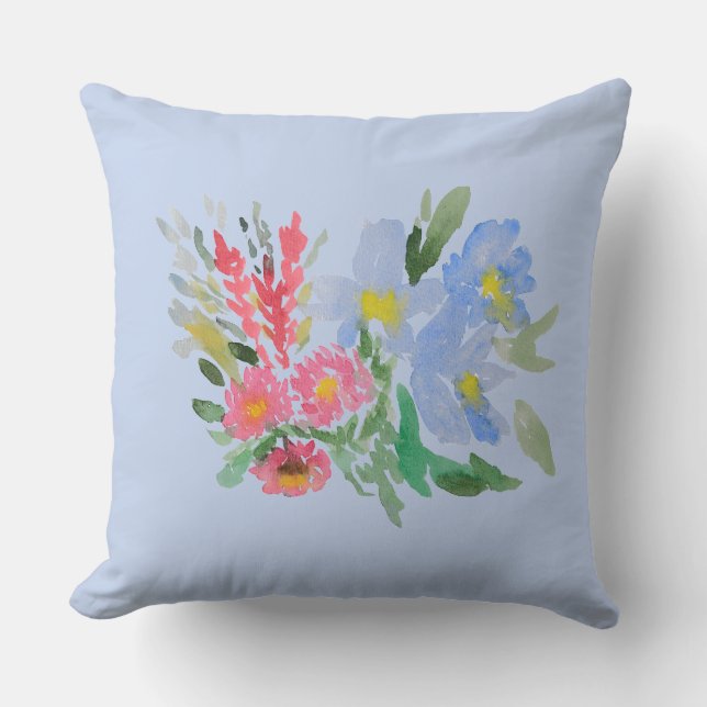 Aquarell-Blumenstrauß-Wurfkissen Kissen (Vorderseite)