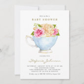 Aquarell-Blumentassencode-Baby-Shower-Tee Einladung (Vorderseite)
