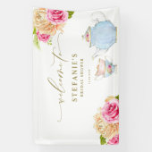 Aquarell-Blumentee-Service Brautparty Banner (Vertikal)