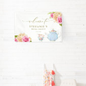 Aquarell-Blumentee-Service Brautparty Banner (InSitu)