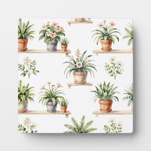 Aquarell-Blumentopf-Regal-Muster Fotoplatte (Vorderseite)