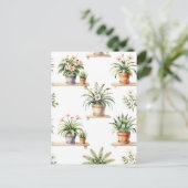 Aquarell-Blumentopf-Regal-Muster Postkarte (Stehend Vorderseite)