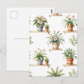 Aquarell-Blumentopf-Regal-Muster Postkarte (Vorne/Hinten)