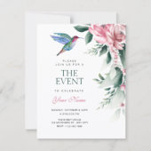 Aquarell-Blumenvogel Einladung (Vorderseite)