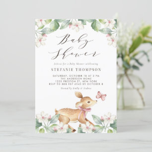 Aquarell Blumenwald Baby Deer Baby Dusche Einladung