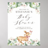 Aquarell Blumenwald Baby Deer Baby Dusche Poster (Vorne)
