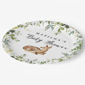 Aquarell Blumenwald Babydusche Party Pappteller (Schrägansicht)