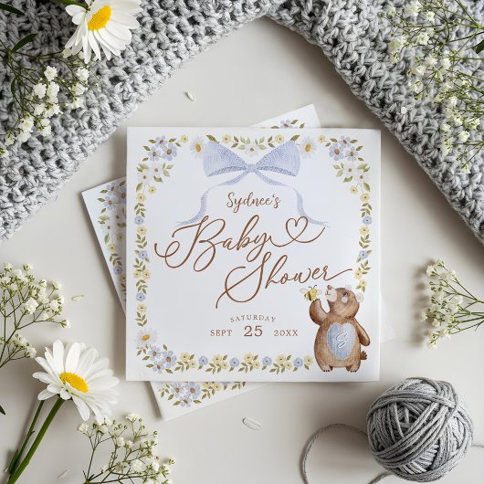 Aquarell Blumenwald Bärenjunge Serviette