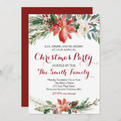 Aquarell Blumenweihe Weihnachten Party Einladung (Vorne/Hinten)