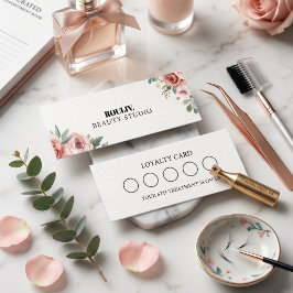 Aquarell-Blush-Blumen-Wimperntechnik- und Schönhei Treuekarte