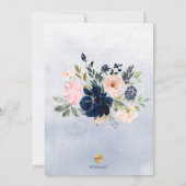 Aquarell Blush Navy Blue Blumen Bridal Lunchoen Einladung (Rückseite)