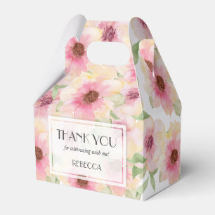 Aquarell-Blush-Pink-Blumen-Dankeschön Geschenkschachtel