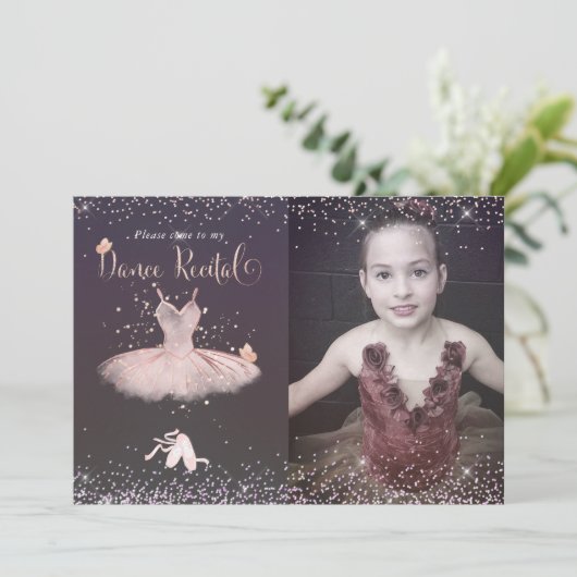 Aquarell Blush Tutu n Butterfliegen Tanz Erwägung Einladung (Stehend Vorderseite)