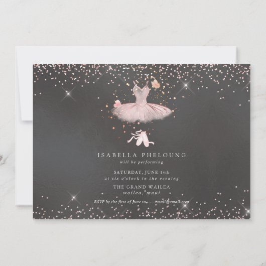 Aquarell Blush Tutu n Butterfliegen Tanz Erwägung Einladung (Rückseite)