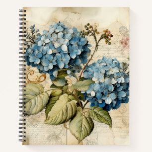 Aquarell-Blüten Blaue Hortensie Notizblock