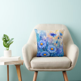 Aquarell-Blüten – Florales Wurfkissen Kissen