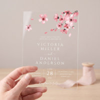 Aquarell-Blüten-Hochzeit mit rosa Kirschblüten