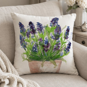Aquarell-Blüten-Lavendel Kissen