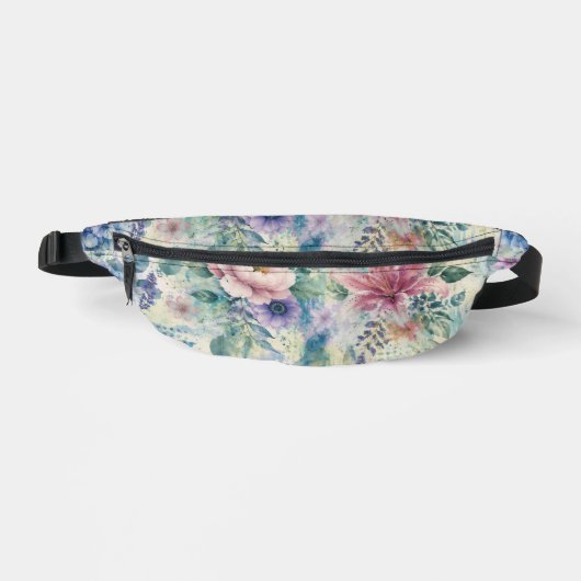 Aquarell-Blüten-Libellen-Muster Bauchtasche (Vorderseite)