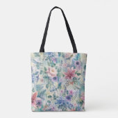 Aquarell-Blüten-Libellen-Muster Tasche (Rückseite)