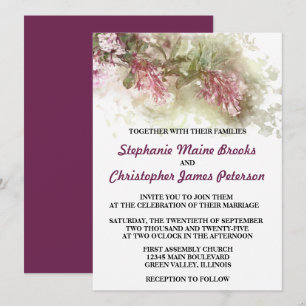Aquarell-Blüten-Lila-Jasmin-Hochzeit Einladung