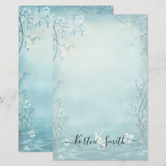 Aquarell-Blüten-Schreibwaren Briefpapier (Vorne/Hinten)