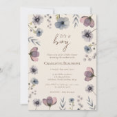 Aquarell Blütenbeige Es ist eine Baby-Dusche Einladung (Vorderseite)