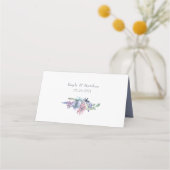 Aquarell Blütenblau Lila Blüten Moderne Platzkarte (Rückseite)