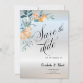 Aquarell Blütenblumen Silver Save the Date (Vorderseite)