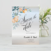 Aquarell Blütenblumen Silver Save the Date (Stehend Vorderseite)