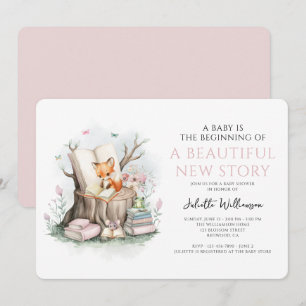 Aquarell Blütendusche Schöne neue Geschichte Baby  Einladung