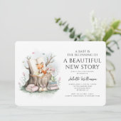 Aquarell Blütendusche Schöne neue Geschichte Baby  Einladung (Stehend Vorderseite)